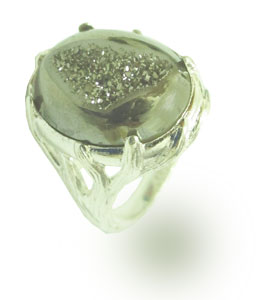 Druzy stone silver jewelry 925 ring